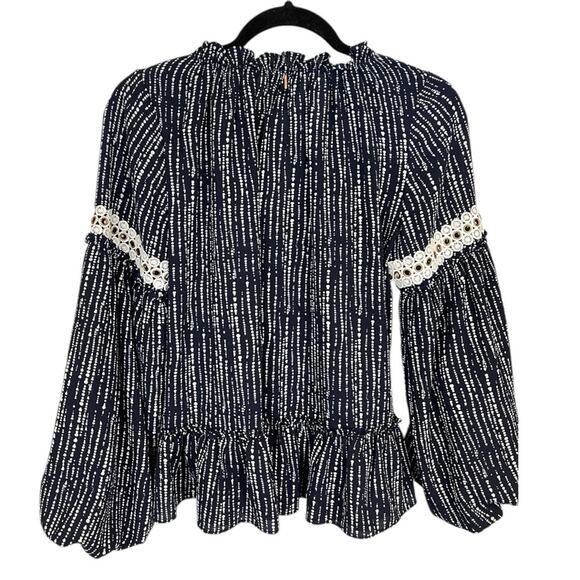 Misa Los Angeles Navy & White Carmen oversized Top - Picture 9 of 16